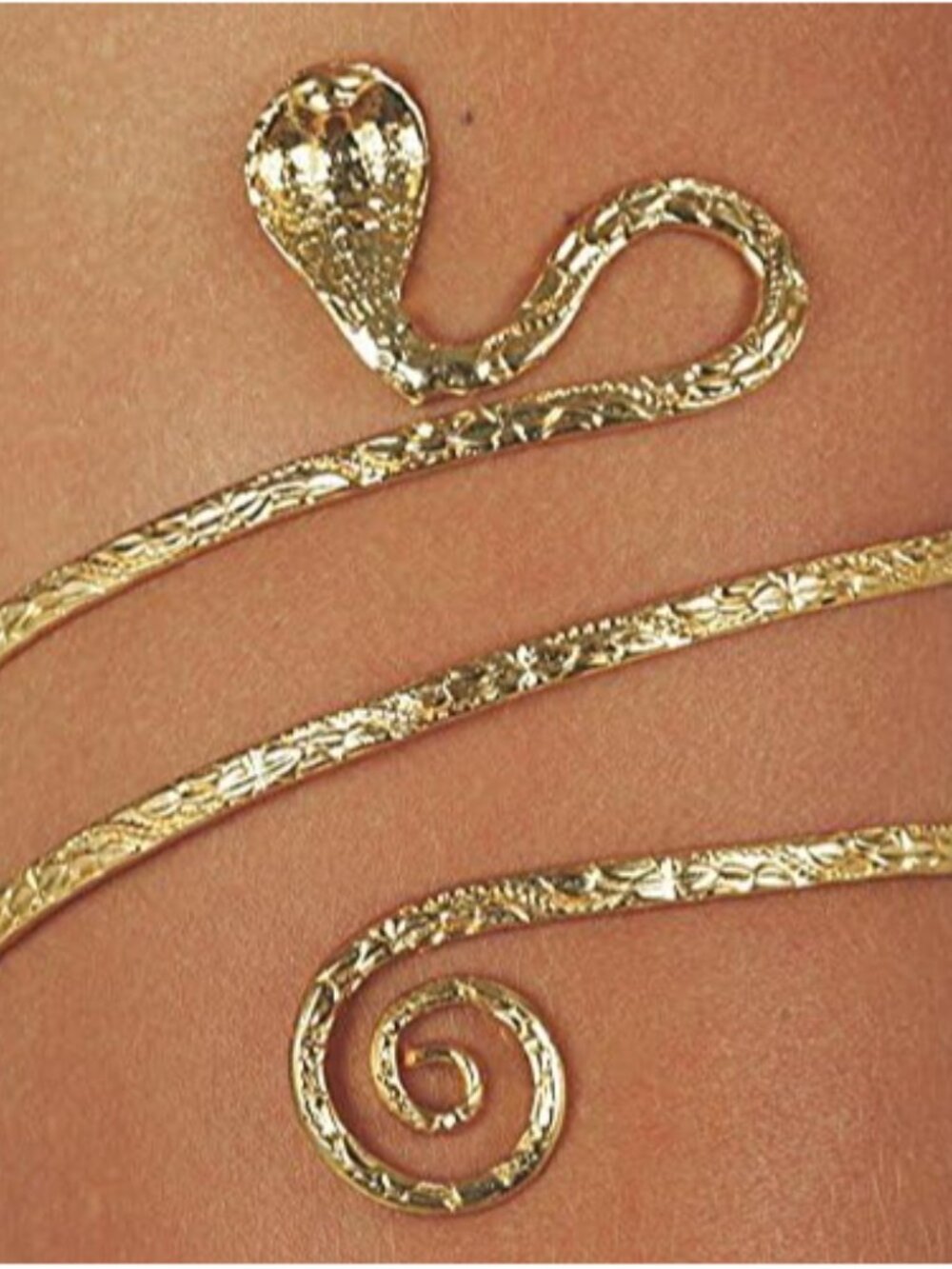 Gold Tone Metal Upper Arm Snake Bracelet Adjustable - Picture 2 of 2
